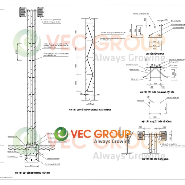 Cột đèn chiếu sáng sân bóng