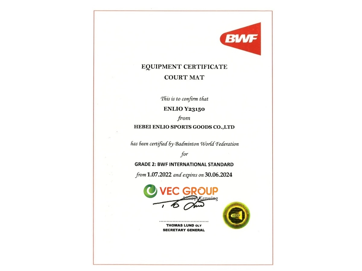 Chứng chỉ BWF thảm A-31147